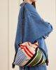 LOEWE Flamenco leather-trimmed paneled striped canvas clutch - 2