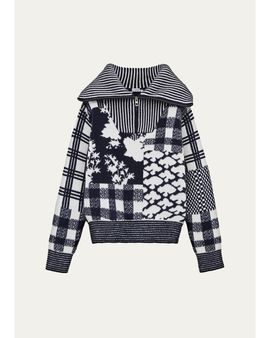 LOEWE Geometric Patchwork Half-Zip Sweater