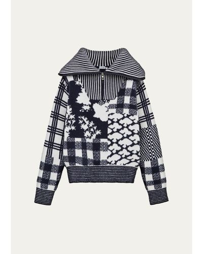 LOEWE Geometric Patchwork Half-Zip Sweater