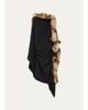 LOEWE Lamb Shearling-Trim Draped Asymmetric Midi Dress - 1