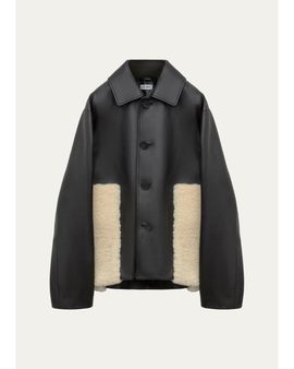 LOEWE Leather & Lamb Shearling Single-Breasted Jacket