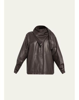 LOEWE Leather Scarf Zipped Jacket