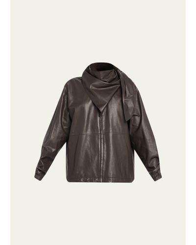 LOEWE Leather Scarf Zipped Jacket