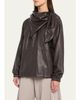 LOEWE Leather Scarf Zipped Jacket - 4