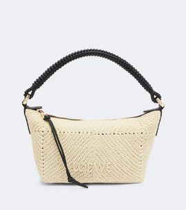 Loewe Loewe Cala Mini leather-trimmed raffia top-handle bag