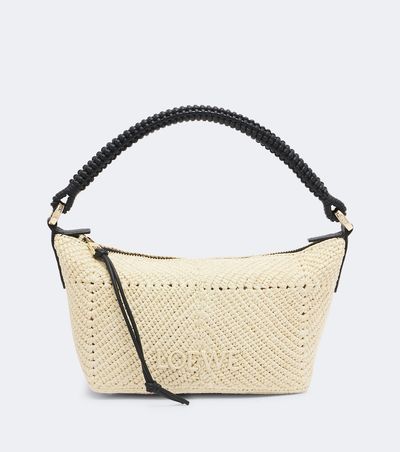 Loewe Loewe Cala Mini leather-trimmed raffia top-handle bag