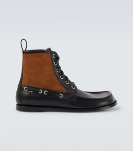 Loewe Loewe Campo suede and leather lace-up boots