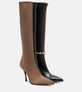Loewe Loewe Comic leather and suede knee-high boots