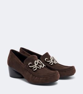 Loewe Loewe Dive Double L suede loafer pumps