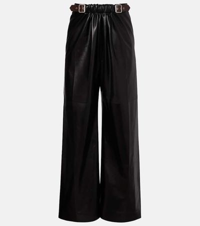 Loewe Loewe Gathered leather wide-leg pants