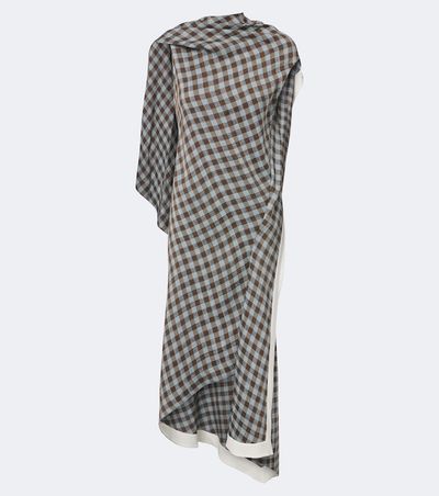Loewe Loewe Gingham asymmetric crÃªpe midi dress