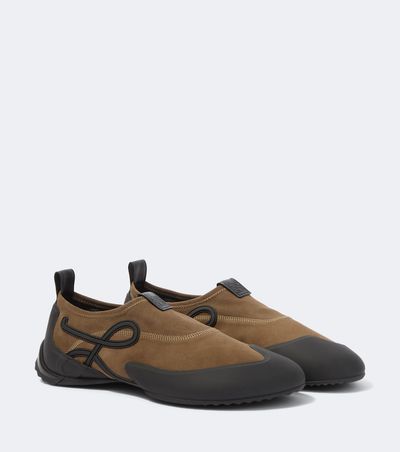 Loewe Loewe Grip Aqua suede slip-on shoes