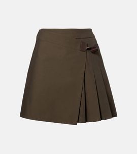 Loewe Loewe Leather-trimmed cotton-blend wrap skirt