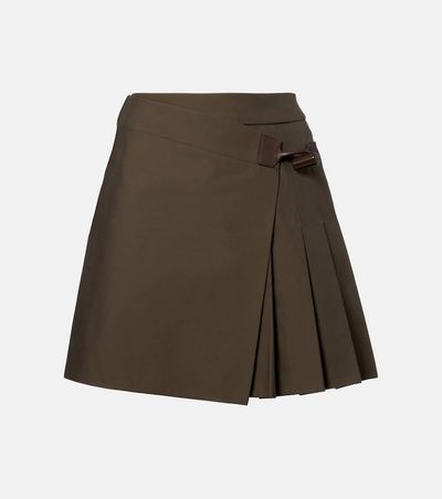 Loewe Loewe Leather-trimmed cotton-blend wrap skirt
