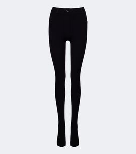 Loewe Loewe Leather-trimmed ribbed-knit leggings