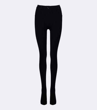 Loewe Loewe Leather-trimmed ribbed-knit leggings
