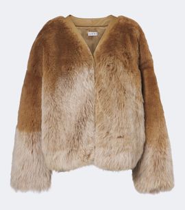 Loewe Loewe Leather-trimmed shearling cardigan
