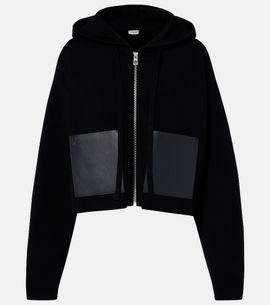 Loewe Loewe Leather-trimmed wool hoodie