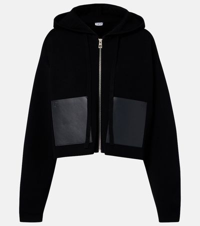 Loewe Loewe Leather-trimmed wool hoodie