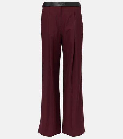 Loewe Loewe Leather-trimmed wool wide-leg pants