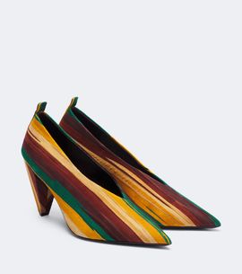 Loewe Loewe Origami Cubic striped suede pumps