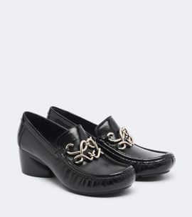 Loewe Loewe Oval Double L leather loafer pumps