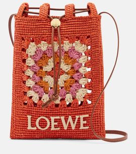 Loewe Loewe Paula's Ibiza crochet raffia pouch with strap