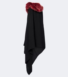 Loewe Loewe Shearling-trimmed crêpe midi dress