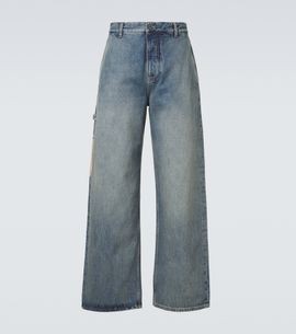 Loewe Loewe Suede-trimmed straight jeans