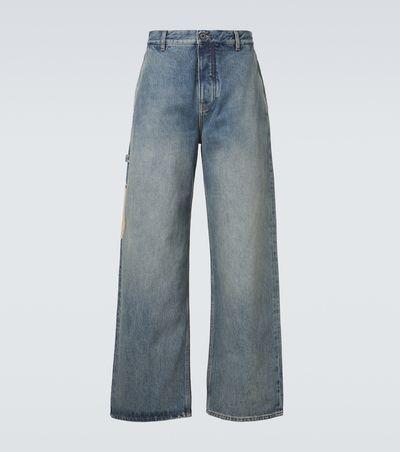 Loewe Loewe Suede-trimmed straight jeans