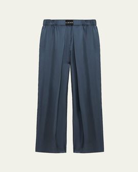 Loewe Logo-Band Satin Wide-Leg Pull-On Pants