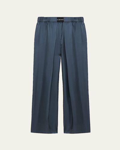 Loewe Logo-Band Satin Wide-Leg Pull-On Pants