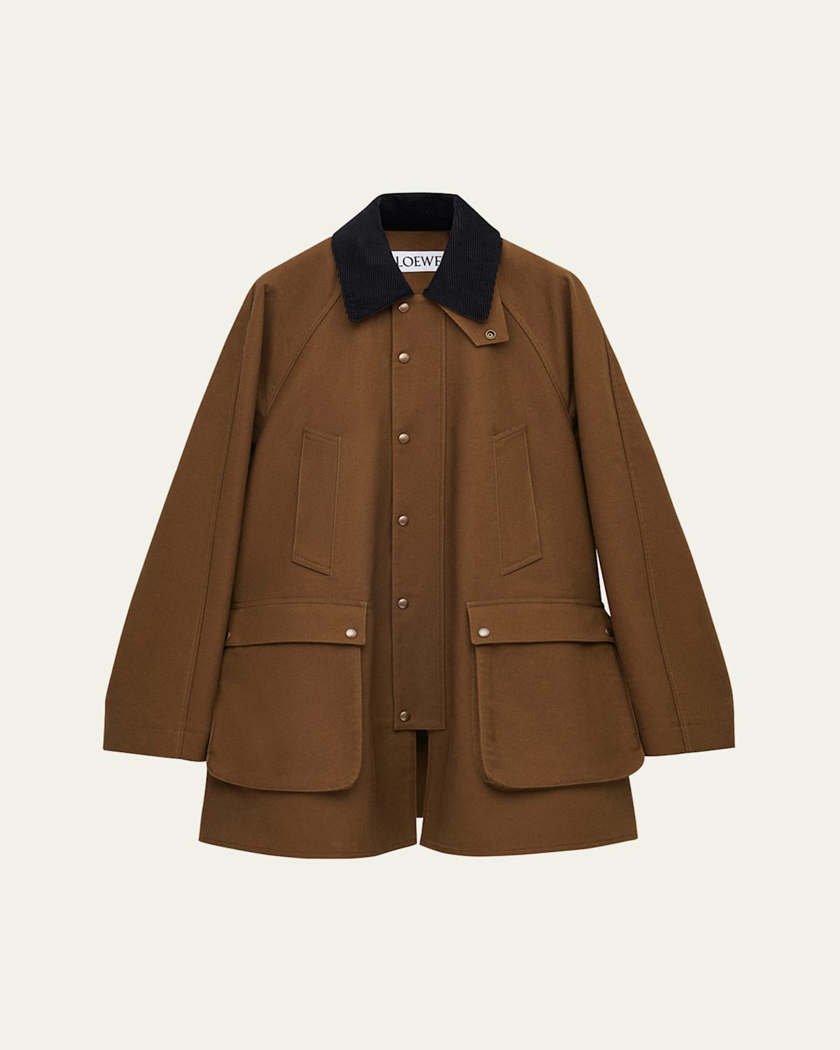 LOEWE Men's Canvas Corduroy Collar Trapeze Chore Jacket