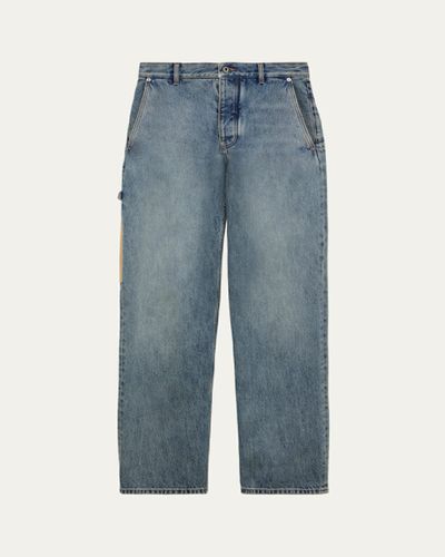 Loewe Men's Leather-Patch Straight-Leg Jeans