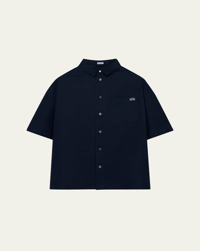 Loewe Men's Short-Sleeve Heavy Cotton Button-Front Shirt