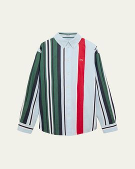 Loewe Men's Variegated Stripe Twill Button-Down Shirt