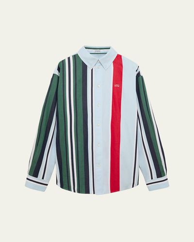 Loewe Men's Variegated Stripe Twill Button-Down Shirt