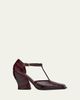 Loewe Onda Croc-Embossed Leather T-Bar Pumps - 1