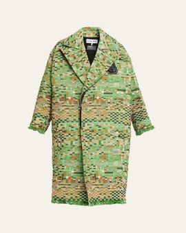 Loewe Oversized Patchwork Check Single-Breasted Coat