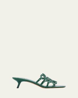Loewe Petal Anagram 45mm Croc-Embossed Leather Sandals
