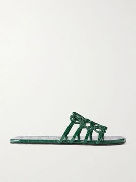 LOEWE Petal Anagram croc-effect leather slides