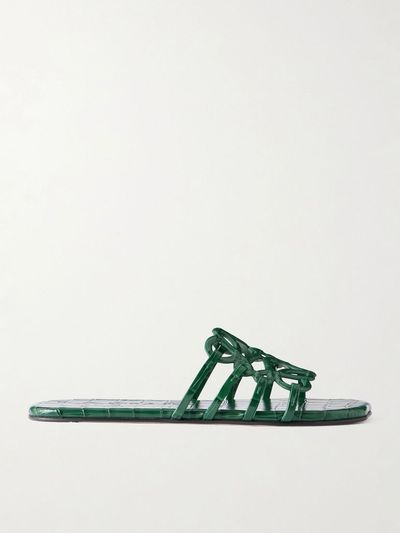 LOEWE Petal Anagram croc-effect leather slides