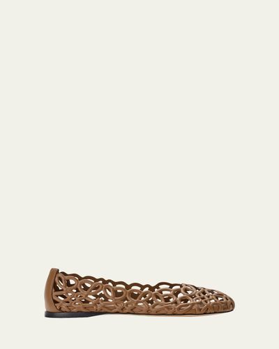 Loewe Petal Anagram Leather Ballerina Flats