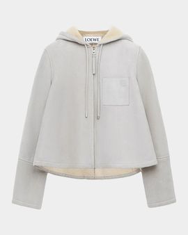 LOEWE Shearling-Lined Leather Hooded Jacket