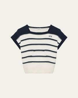 Loewe Short-Sleeve Stripe Knit Sweater