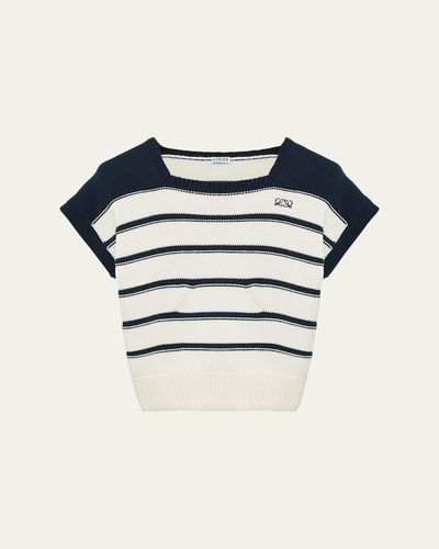 Loewe Short-Sleeve Stripe Knit Sweater