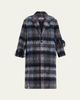 Loewe Single-Breasted Plaid Wool Fringe Long Coat - 1