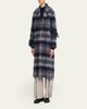 Loewe Single-Breasted Plaid Wool Fringe Long Coat - 2