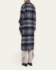 Loewe Single-Breasted Plaid Wool Fringe Long Coat - 3