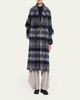 Loewe Single-Breasted Plaid Wool Fringe Long Coat - 4